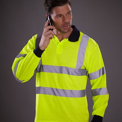 Yoko Hi-Vis Long Sleeve Polo Shirt Thumbnail